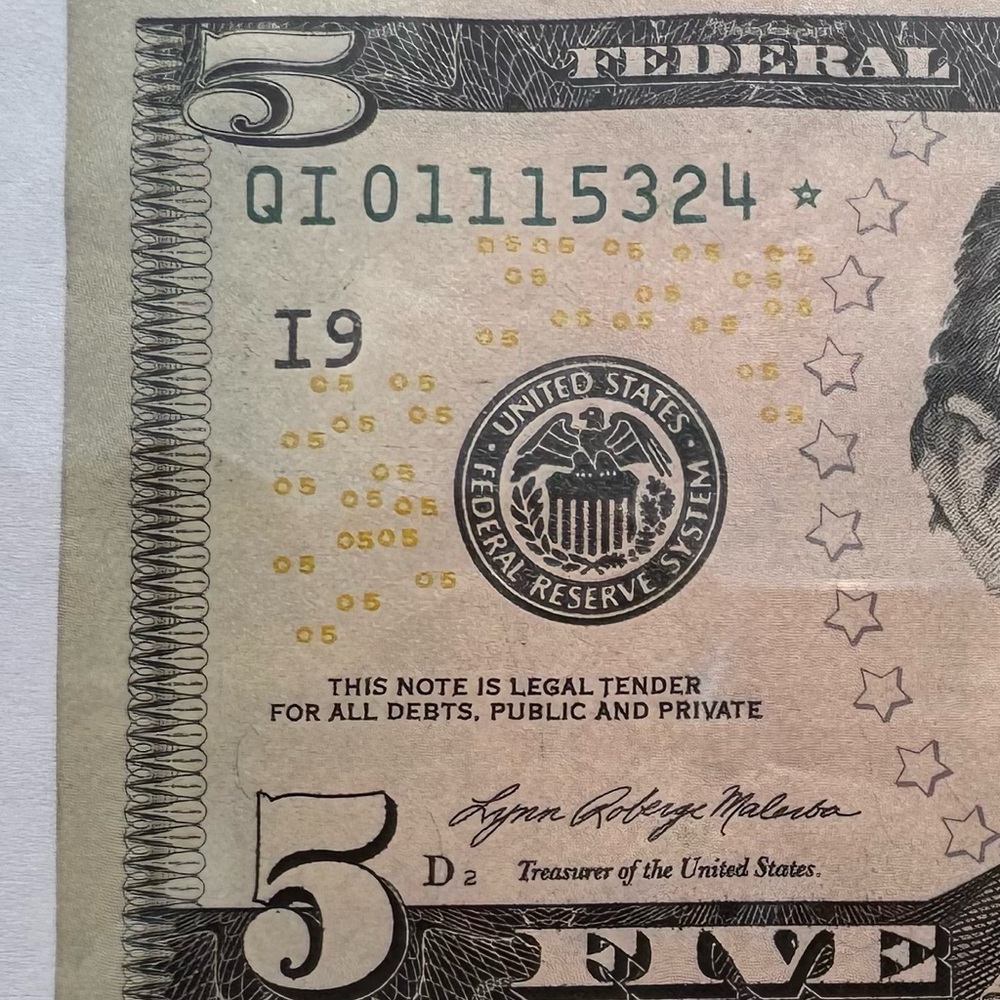 5 Dollar Bill STAR NOTE Rare!